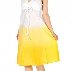 PROVOGUE Dip Dye Cotton Two-Tone White Yellow LARGE Sundress